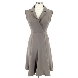 Peggy Jennings Vintage Sleeveless Surplice Gored Skirt Dress Grey Taupe Size 4